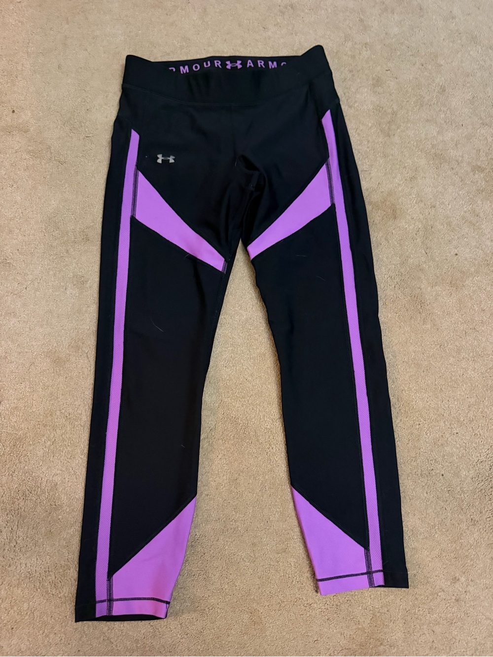 Under Armour Black and Purple Girls' Athletic Leggings